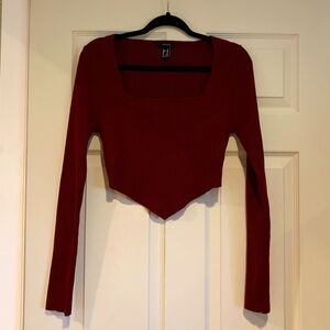Forever 21 Burgundy V-Front Top